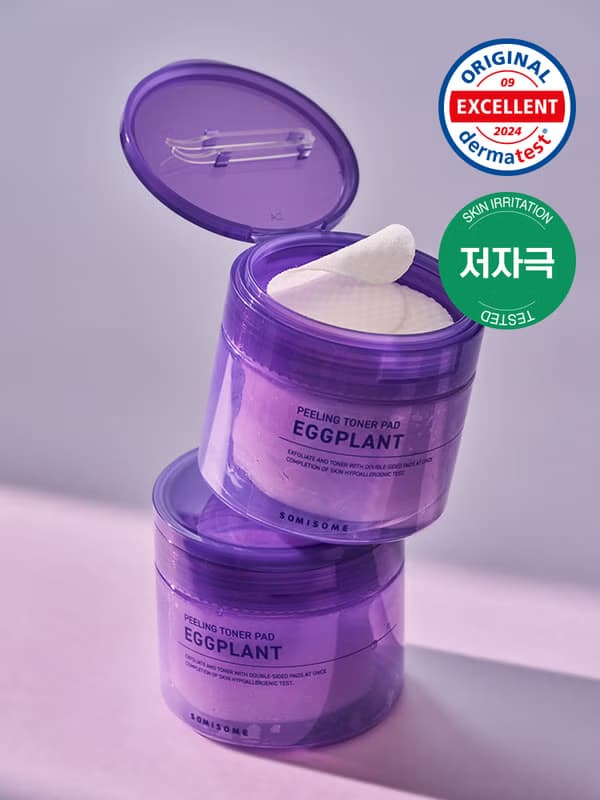 Pads tónicos exfoliantes berenjena 50 uds de Daiso